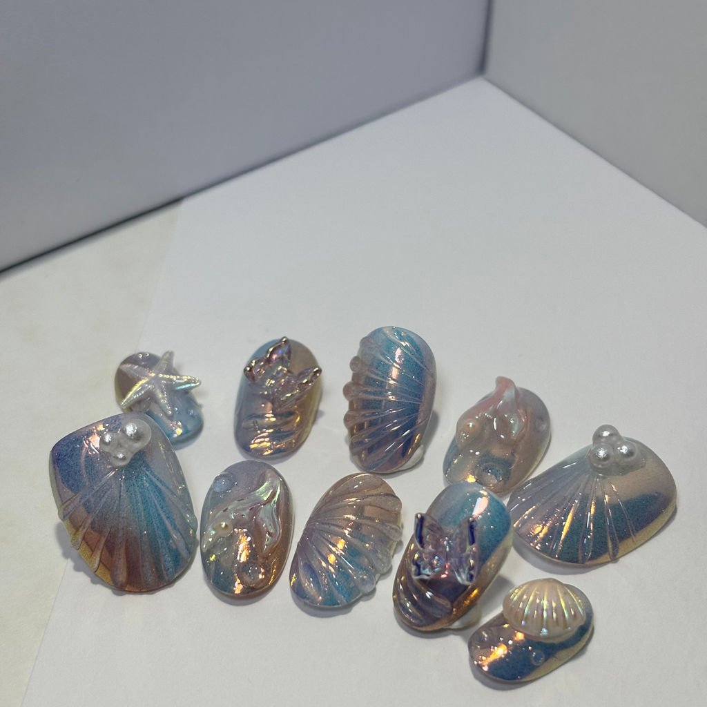 Ocean Chrome Press On Nails