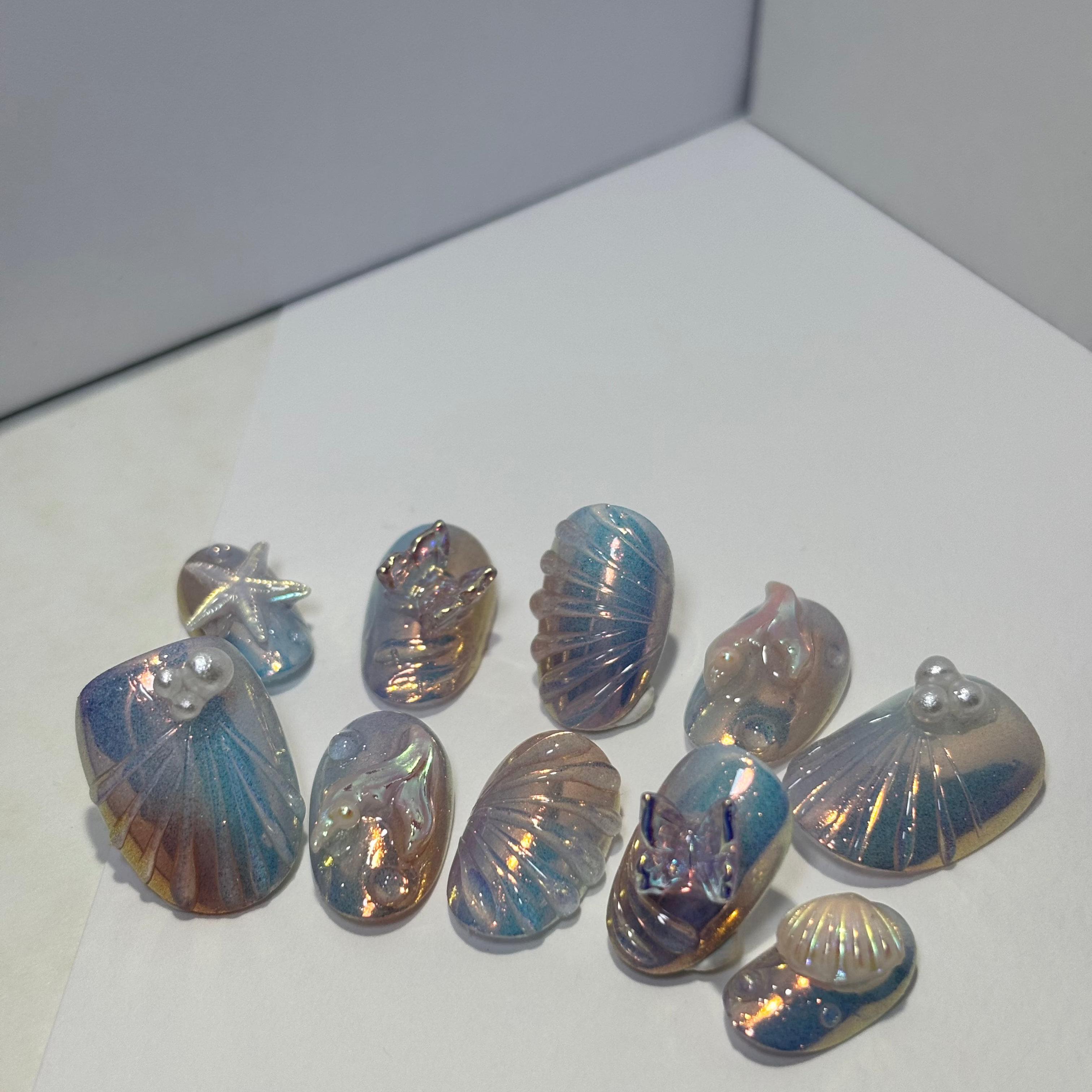 Ocean Chrome Press On Nails