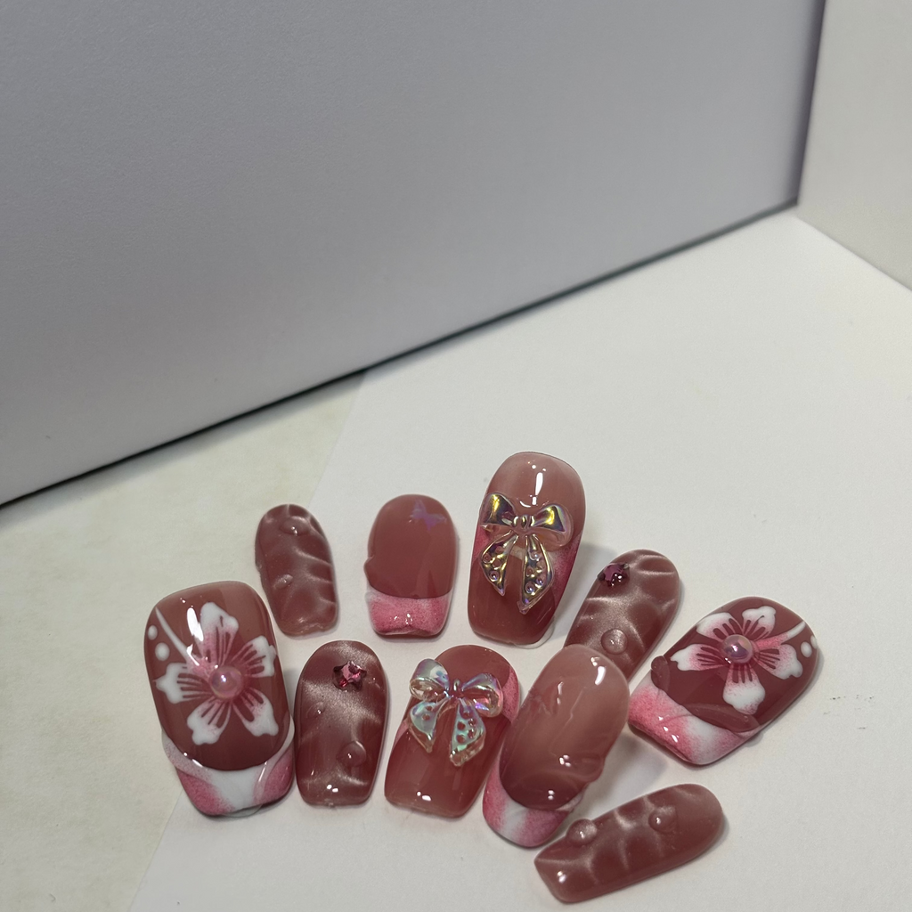 Rosy Tide Press On Nails
