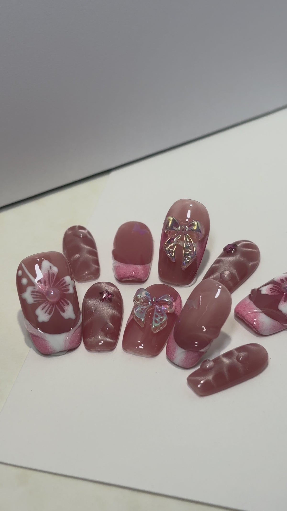 Rosy Tide Press On Nails